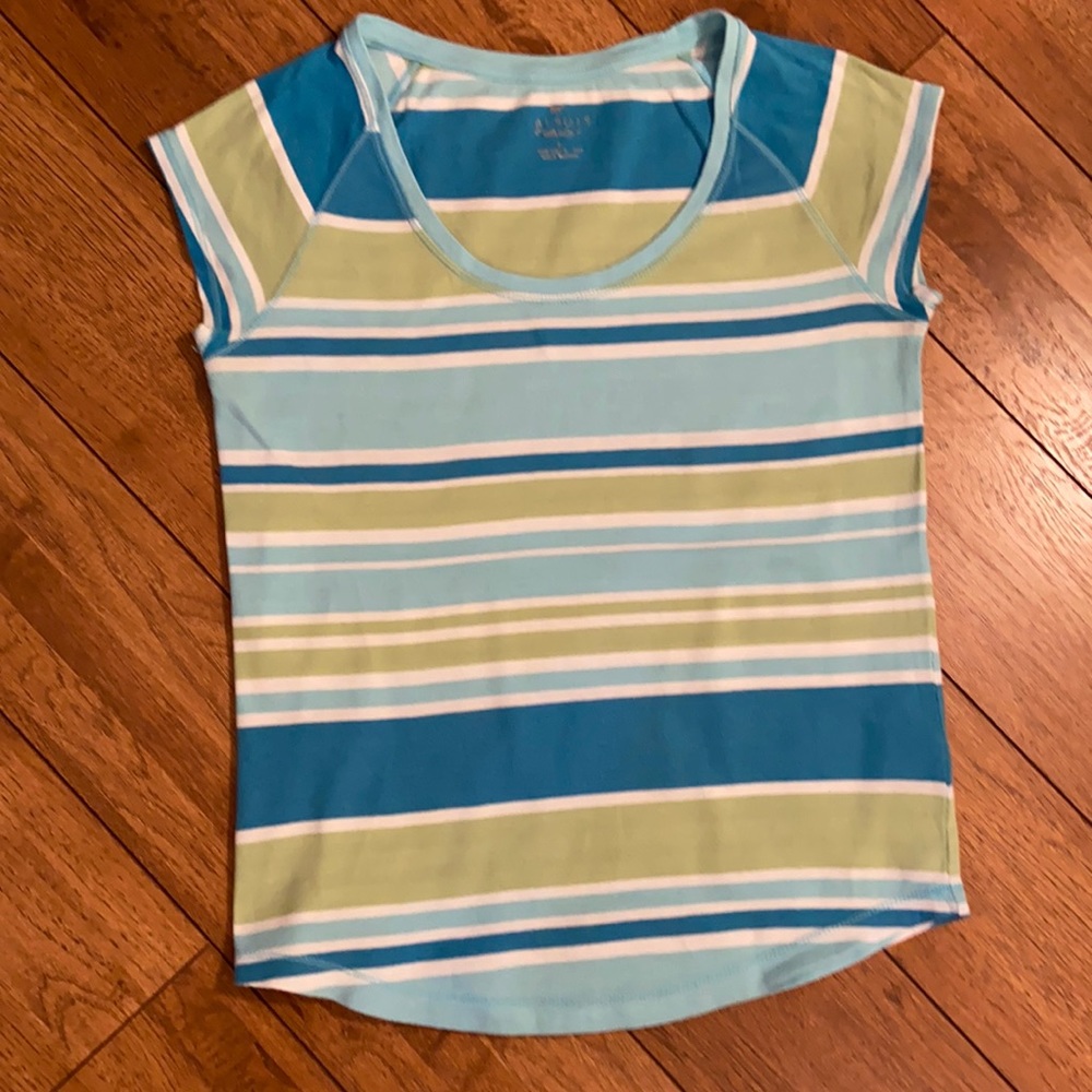 Talbots Blue & Green Striped Tee Shirt